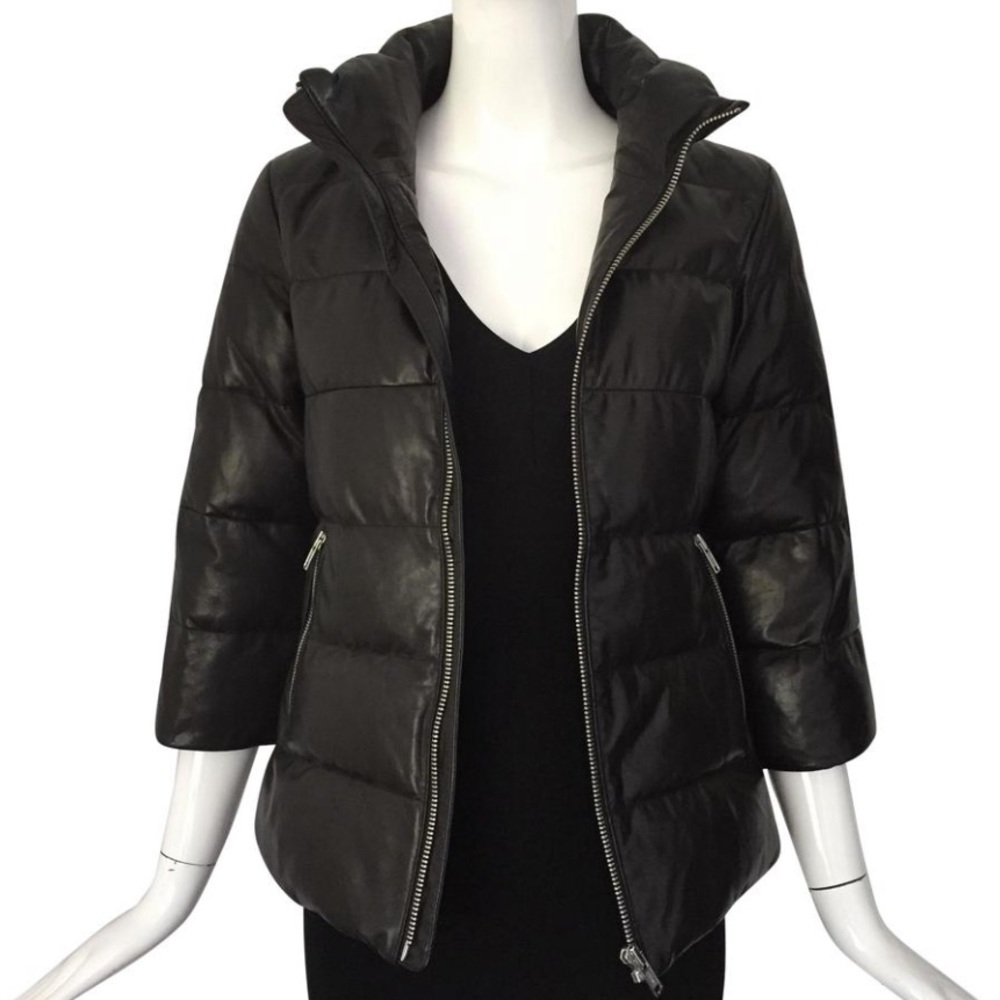 JUNE Genuine Leather Down Puffer Coat